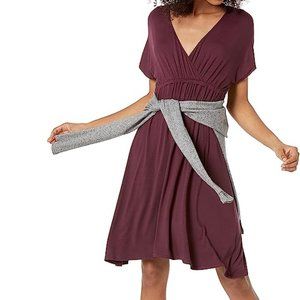 Women's Surplice Dress, Burgundy, Size: Small